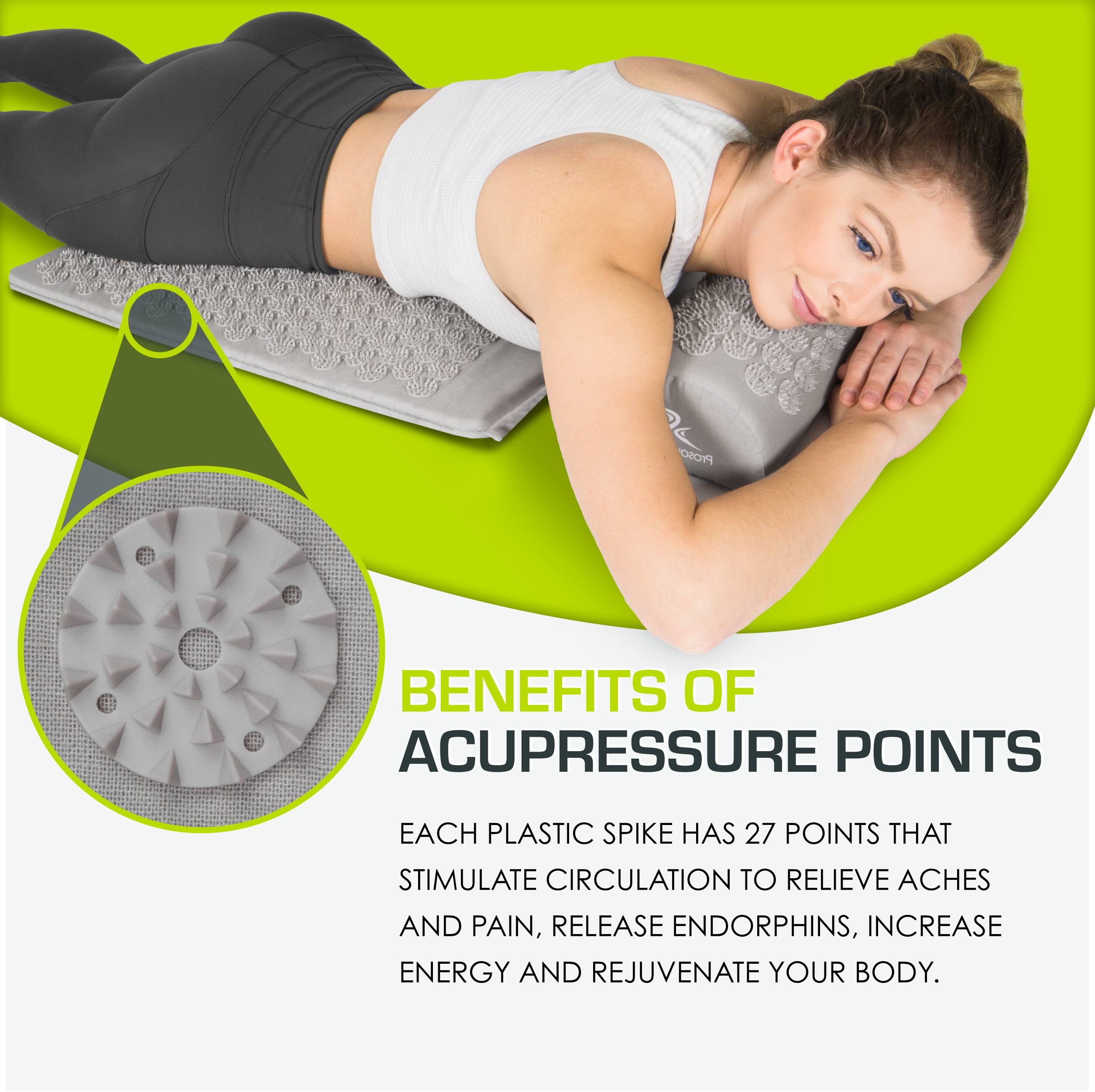 BENEFITS OF ACUPRESSURE POINTS

EACH PLASTIC SPIKE HAS 27 POINTS THAT STIMULATE CIRCULATION TO RELIEVE ACHES AND PAIN, RELEASE ENDORPHINS, INCREASE ENERGY AND REJUVENATE YOUR BODY.