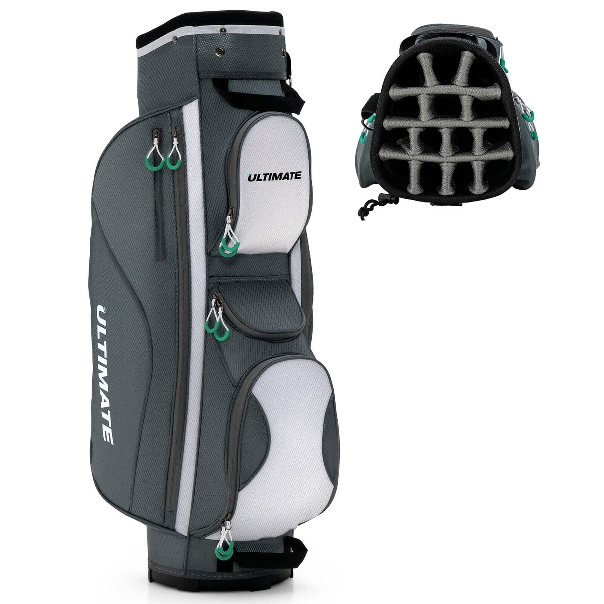 Gymax - 14 Dividers Golf Cart Bag w/ 7 Zippered Pocket Cooler Bag Rain Hood Valuable Bag - Gray price history on PriceWatchPro