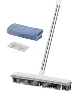 VEVOR - Pet Hair Removal Broom, 58.46 in Adjustable Long Handle, Rubber Broom with Built in Squeegee Reusable