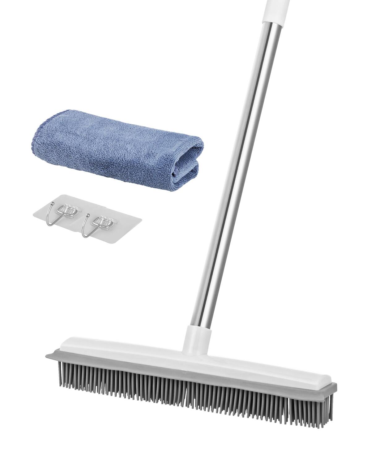 VEVOR - Pet Hair Removal Broom, 58.46 in Adjustable Long Handle, Rubber Broom with Built in Squeegee Reusable