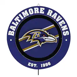 Evergreen Enterprises - Baltimore Ravens 15" LED Round Metal Lit Wall Sign - Multicolor