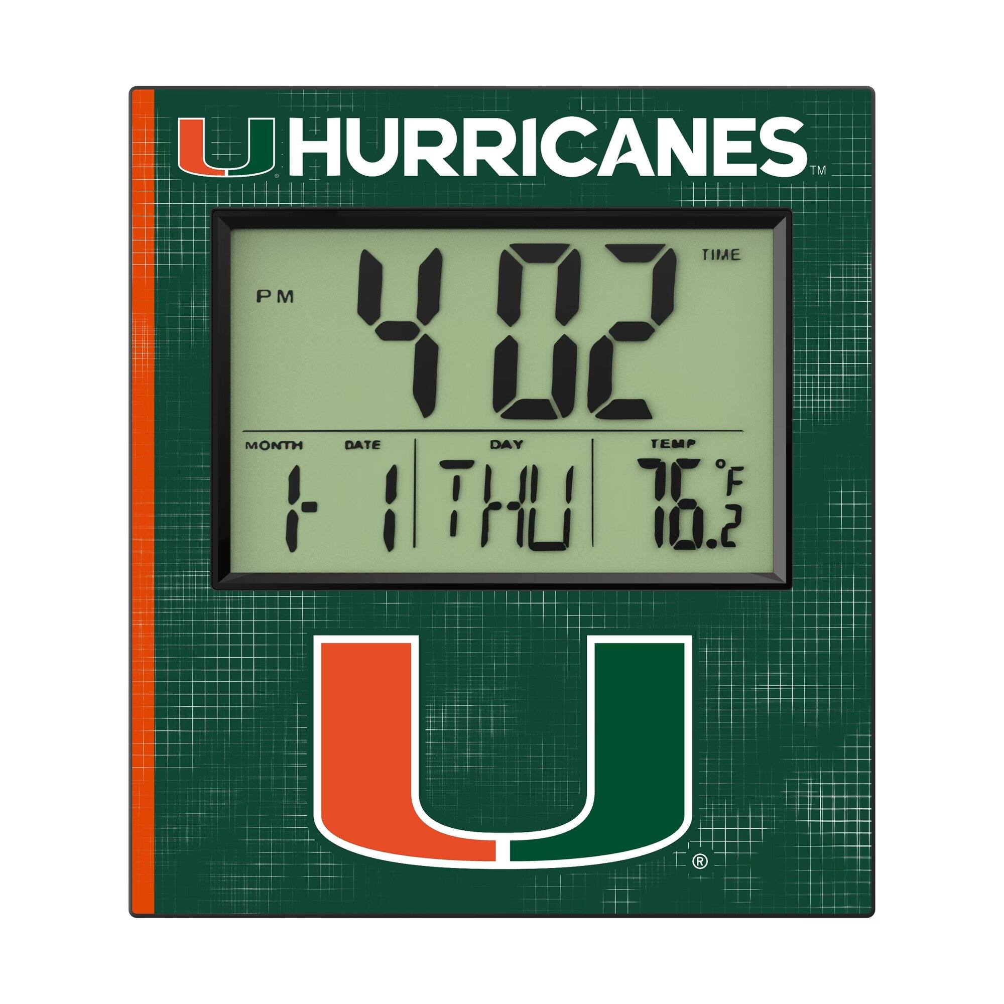 U HURRICANES TM TIME PM 4:02 MONTH DATE DAY TEMP F 1 1 THU 76.2