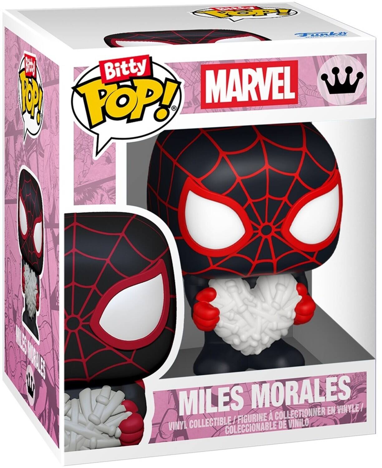 Sure, here is the corrected and grouped text from the image:

---

**Bitty Pop!**

**MARVEL**

**MILES MORALES**

VINYL COLLECTIBLE / FIGURINE À COLLECTIONNER EN VINYLE / COLECCIONABLE DE VINILO

---

**YrE 40 Teli**

**P Bitty A I FOP!**

---

**MILES MORALES**

---

**VINYL COLLECTIBLE / FIGURINE À COLLECTIONNER EN VINYLE / COLECCIONABLE DE VINILO**

---