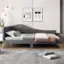 Alt View 1. Costway - Full Size Upholstered Daybed Rivet-Tufted Platform Bed with Metal Legs Wood Slats - Gray.