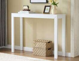 Kings Brand Furniture - Russel Long Console Table - Minimalist and Slim Entryway Table for Decorative Displays, Sofa Table - White