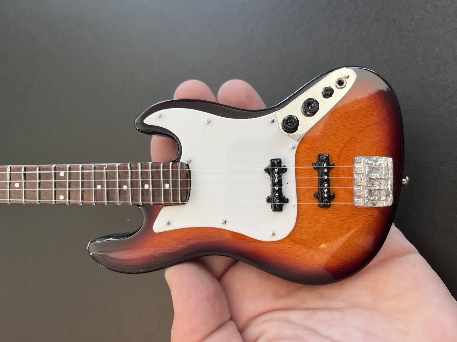 Alt View 1. Axe Heaven - Fender Jazz Bass - White Pickguard 10 Inch Miniature Replica Collectible   - COLLECTIBLES - Multicolor.
