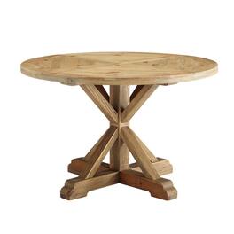 Modway - Stitch 47" Round Pine Wood Dining Table - Brown