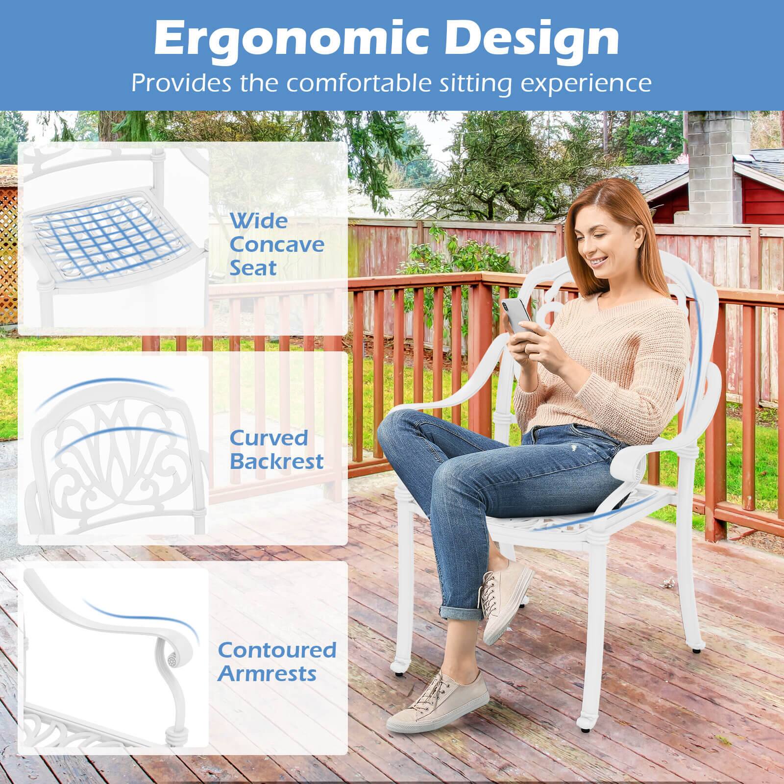 Ergonomic Design  
Provides the comfortable sitting experience

- Wide Concave Seat
- Curved Backrest
- Contoured Armrests