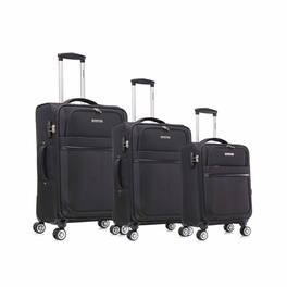 BreeBe - 3-piece fabric soft luggage set with swivel wheels and password lock, 20/26/30 inches - Black