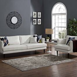 Modway - Hana Distressed Vintage FloralLattice Area Rug - Silver Blue Beige and Brown