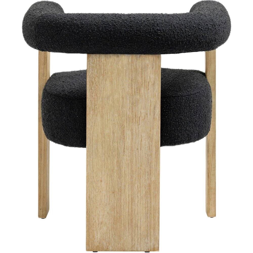 Alt View 1. Meridian Furniture - Barrel Black Boucle Fabric Dining Chair - Black.