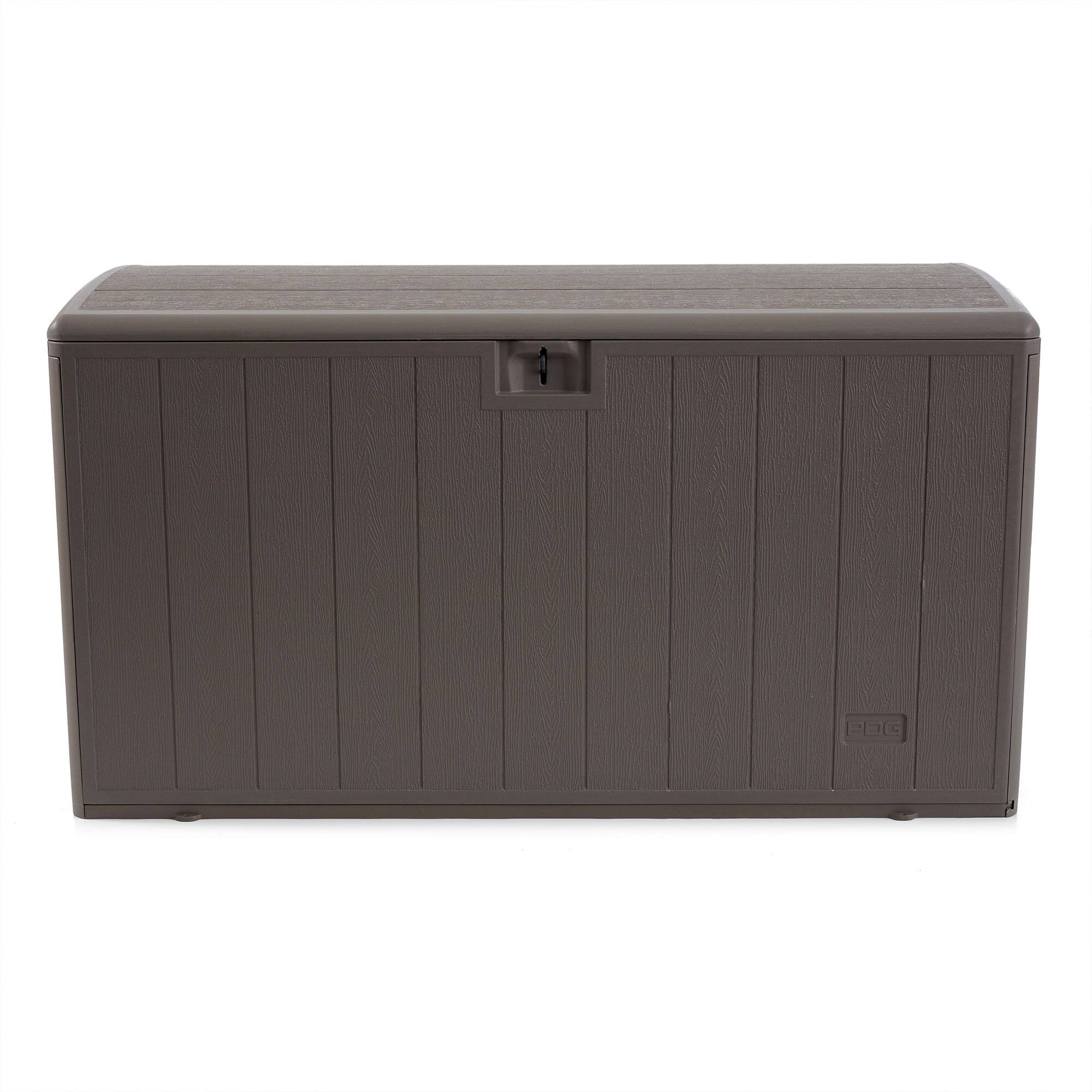 Front. Plastic Development Group - Plastic Development Group 105 Gallon Outdoor Patio Storage Deck Box, Driftwood - Driftwood.