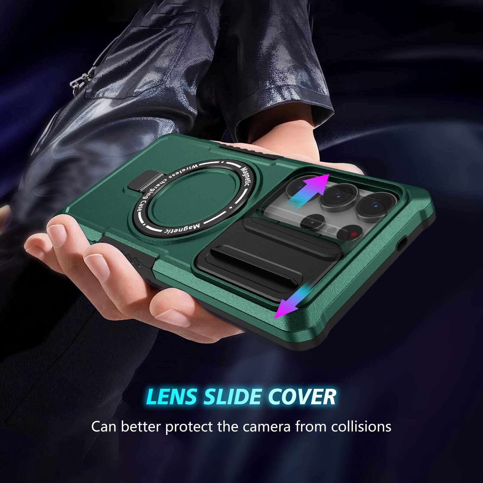 Wireless Case Charging Magnetic  
Magnetic  
Lens Slide Cover  
Can better protect the camera from collisions