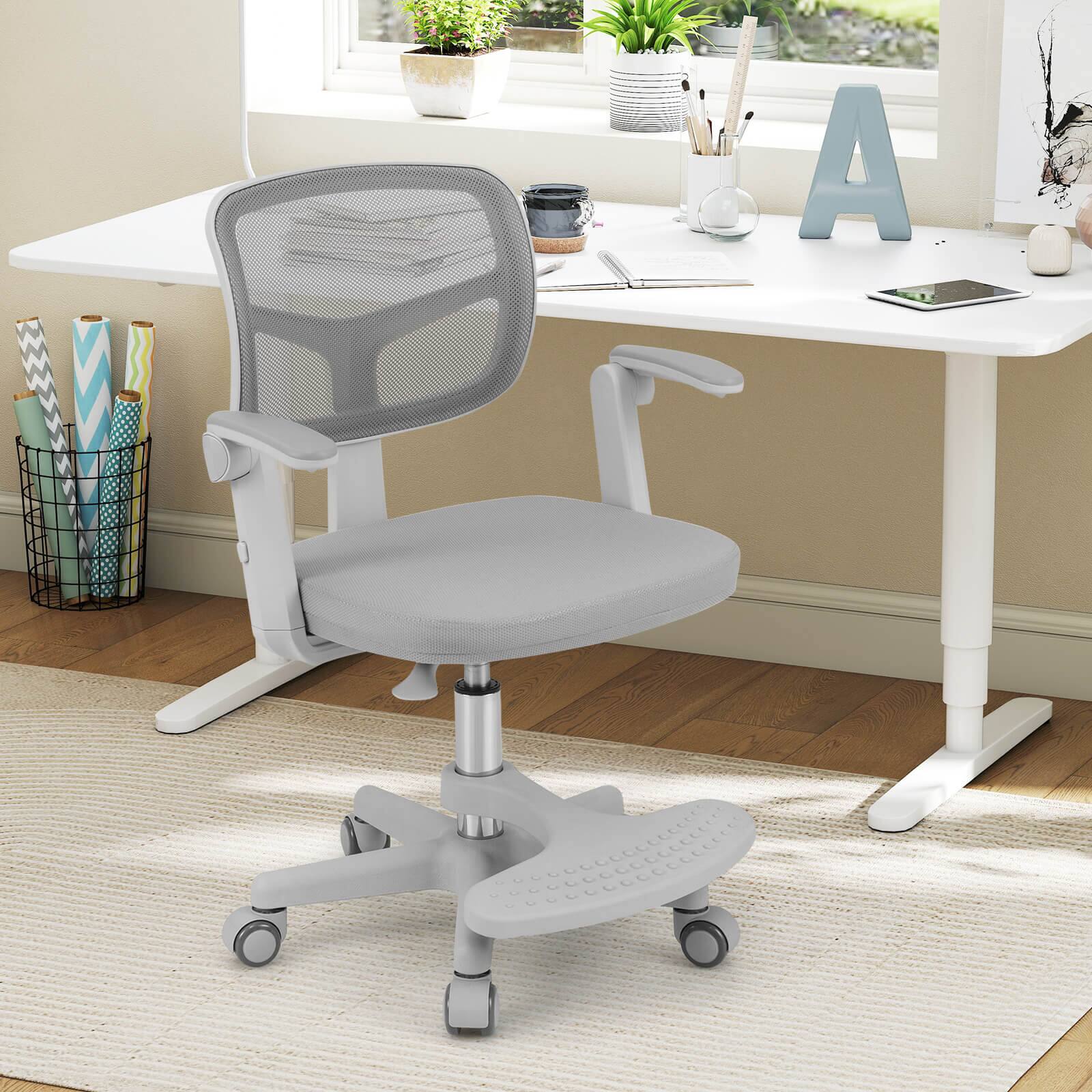 Alt View 5. Costway - Costway Kids Desk Chair Children Study Chair with Adjustable Height, Armrest & Footrest - Gray.