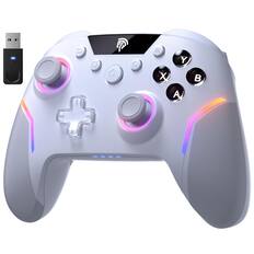 Front. Anysun - X20 wireless gaming controller with RGB backlit, Compatible with PC/Switch/Steam/Android - White.