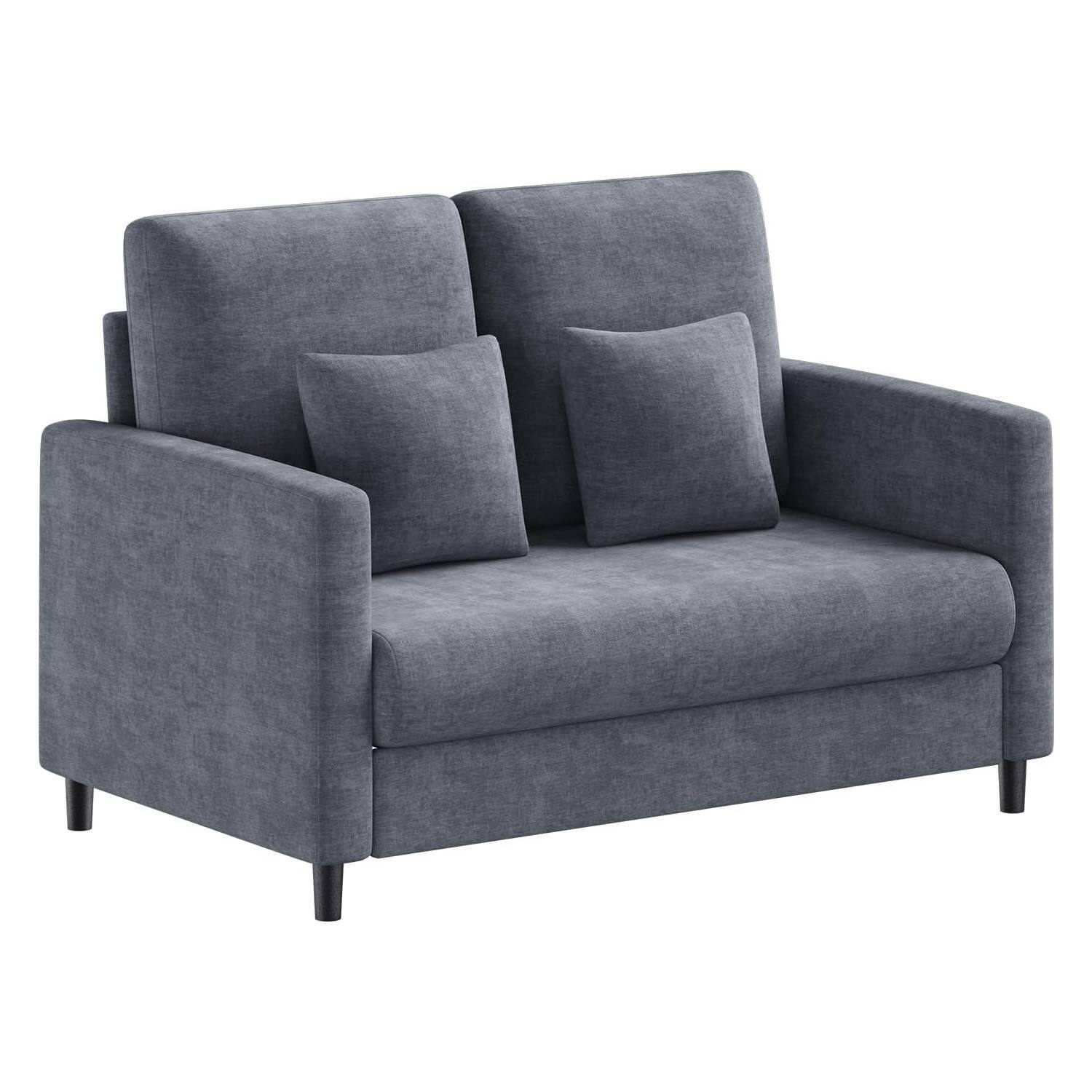 Front. GARVEE - 51.9" Comfy Sofa, Arm Chair, Chenille Loveseat for Bedroom, Living Room, Blue - Blue.