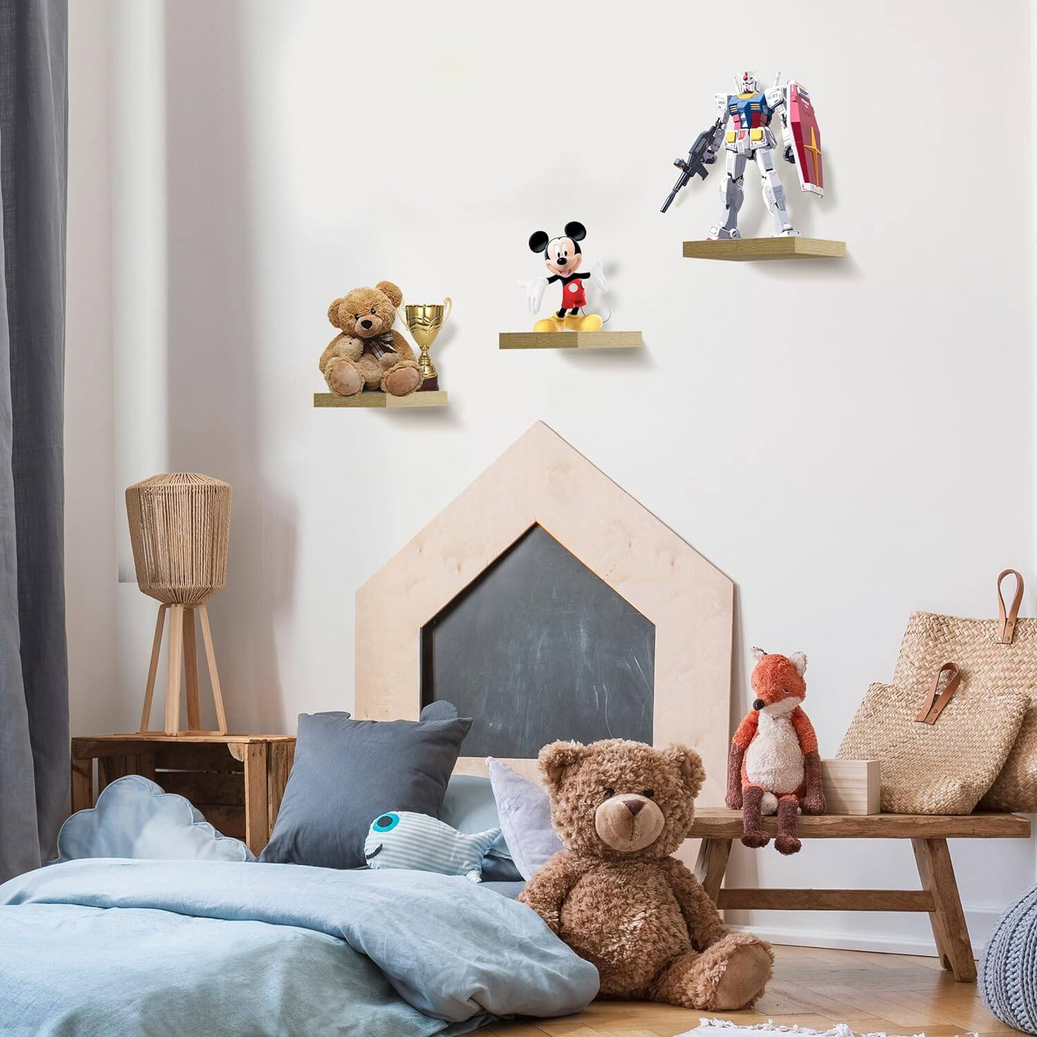 Alt View 5. Sorbus - Set of 3 (9") Sorbus Square Floating Shelves with Mounting Brackets - Living Room, Bedroom, Bathroom, Home & Kitchen - Maple.