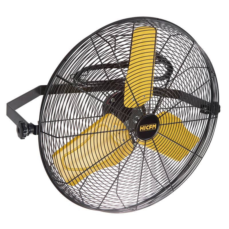 Edendirect - 24 in. 2 Speeds Wall Fan with Permanent Lubricated Ball Bearing, 180° Tilting - Yellow