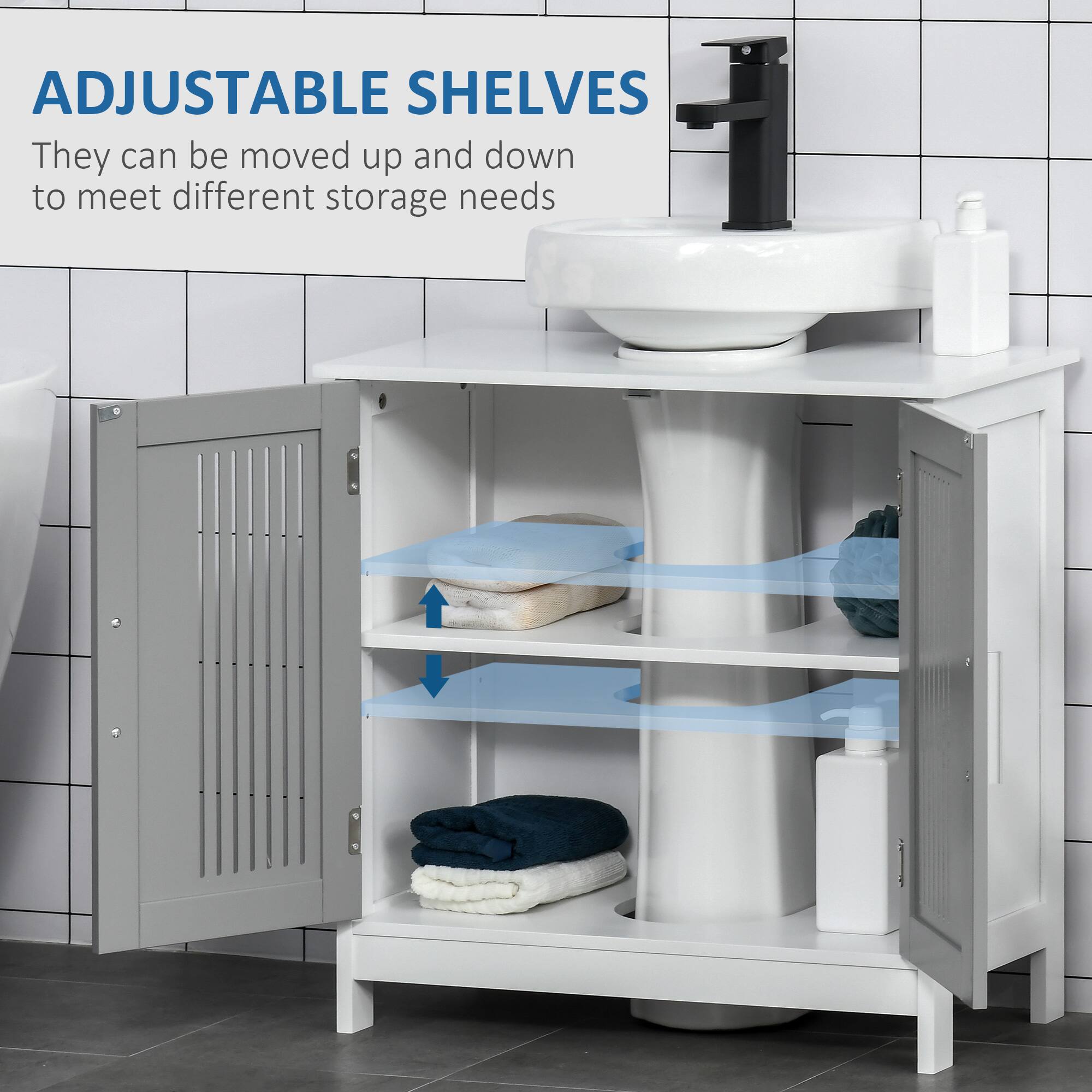 ADJUSTABLE SHELVES

They can be moved up and down to meet different storage needs