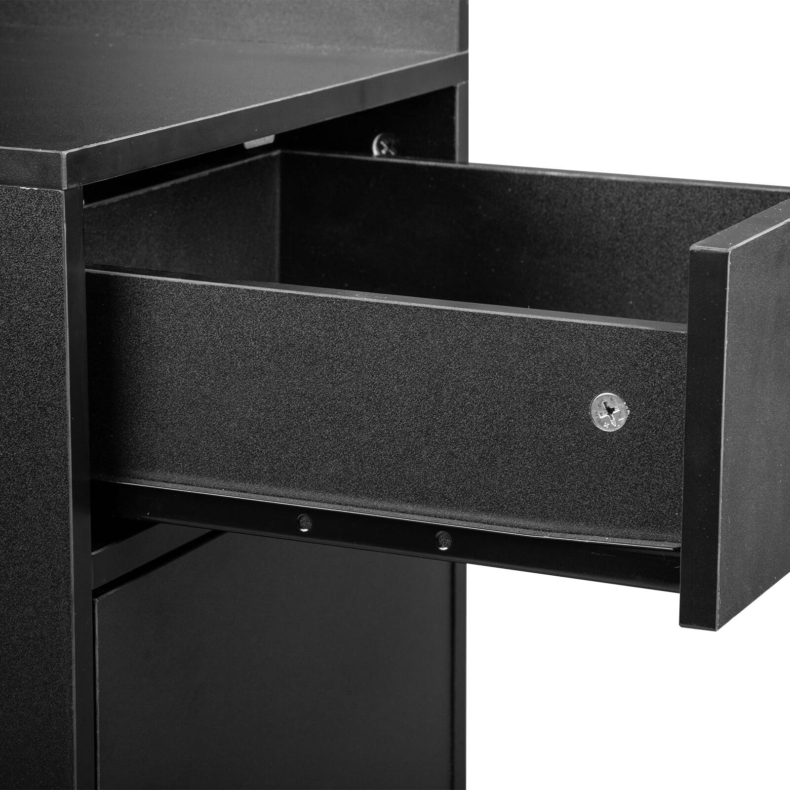 Alt View 5. Winado - Salon Corner Storage Cabinet Wall Mount Salon Station with Lockable Drawer, Bottom Cabinet, Hair Dryer Holder for Barber - Black.