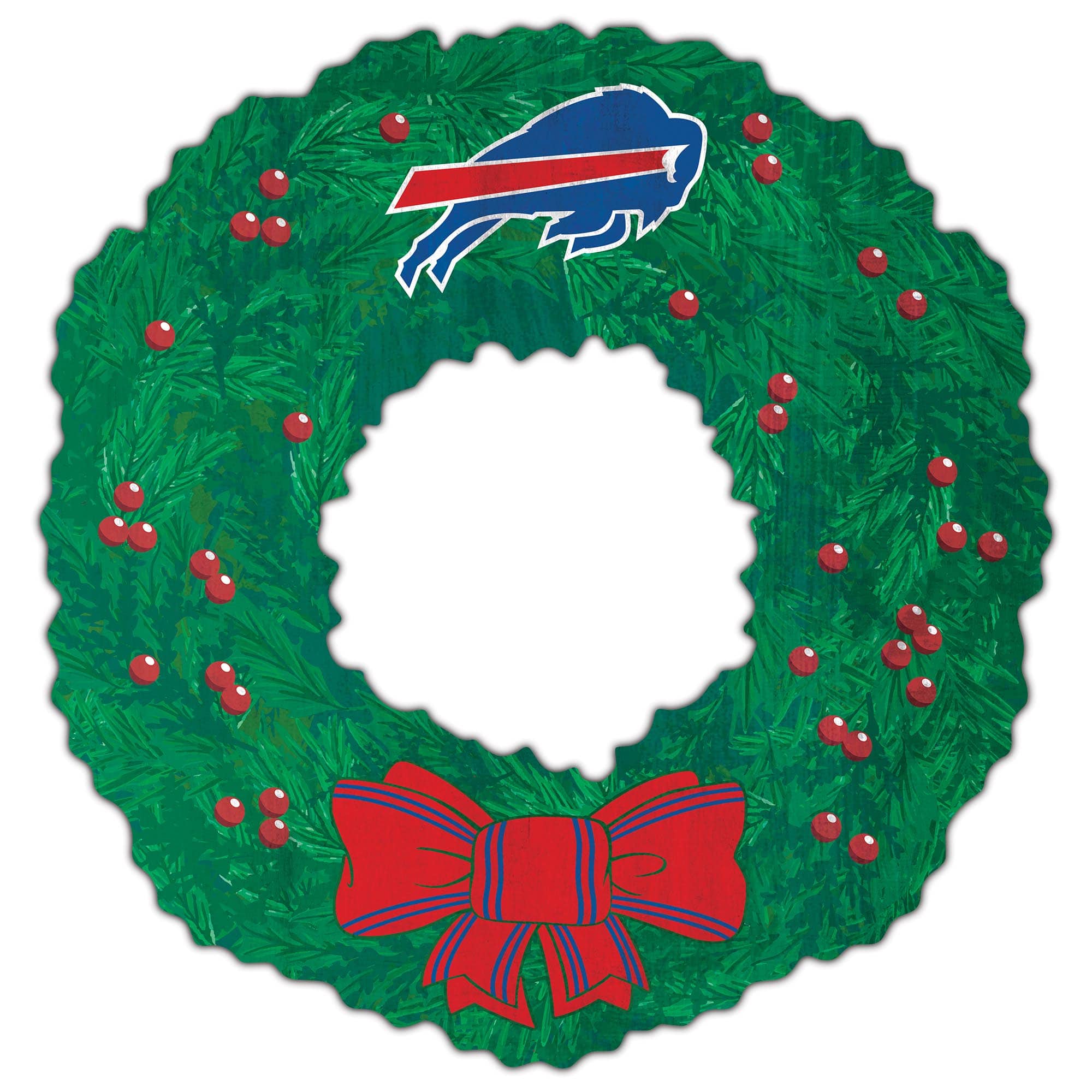Front. Fan Creations - Buffalo Bills 16'' Team Wreath Sign - Green.