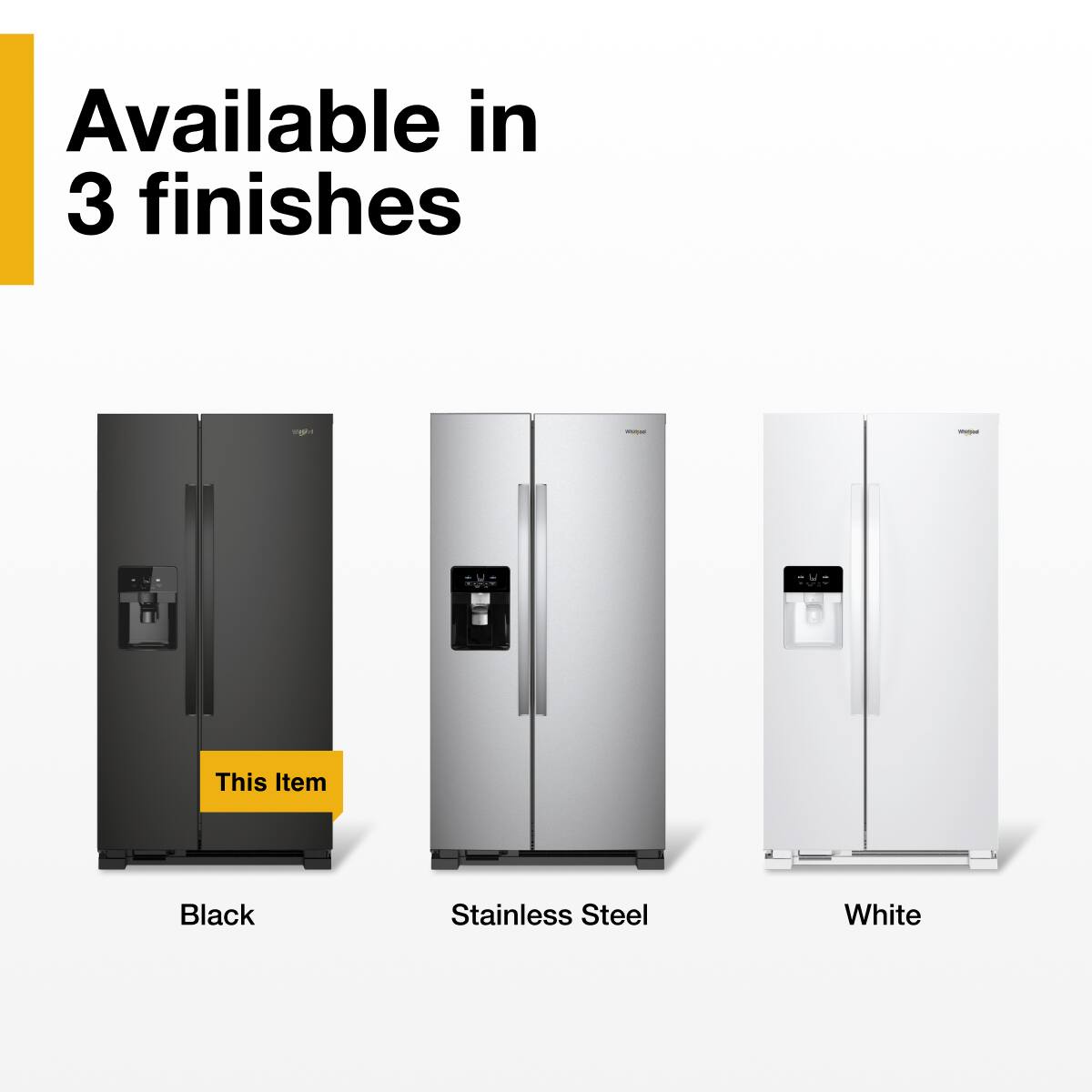 Available in 3 finishes

- Black
- Stainless Steel
- White

This Item