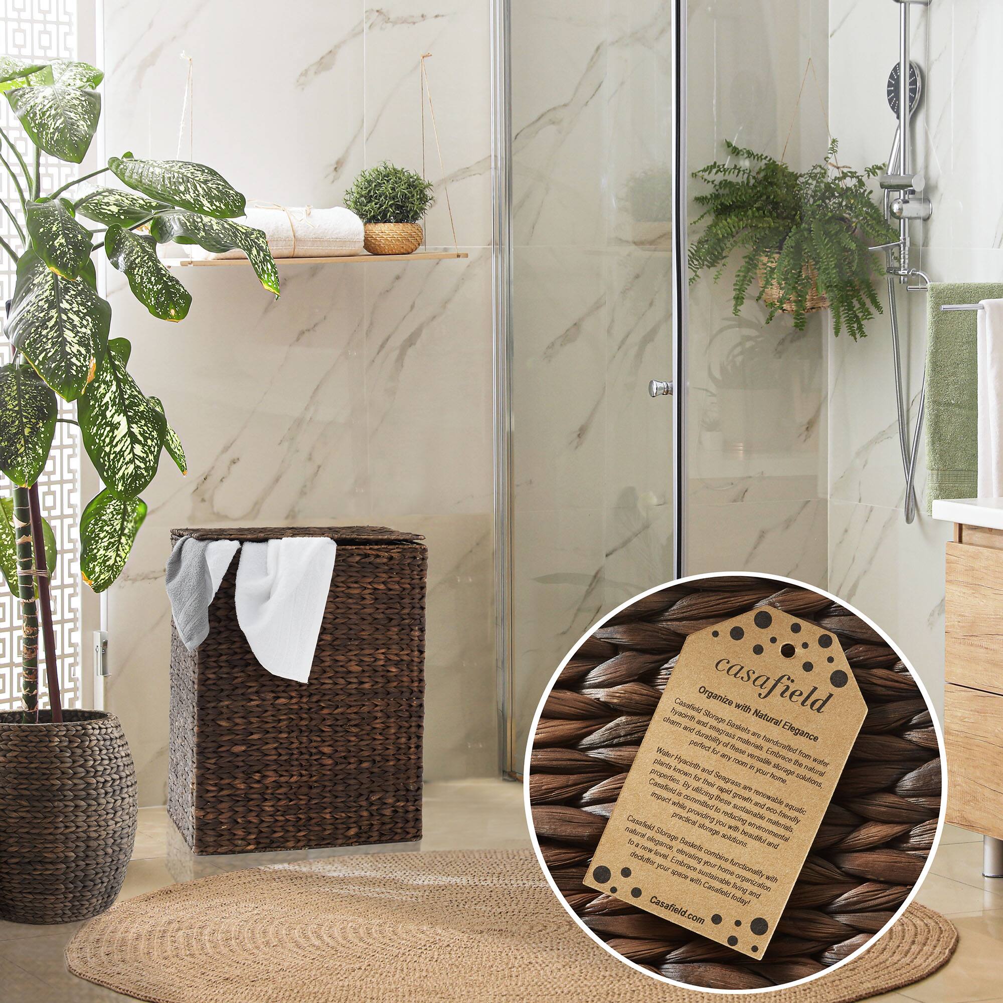 Organize with Natural Elegance

Handcrafted by Casafield, these baskets are made from natural materials, ensuring durability and a touch of elegance. The natural fibers used are hard-wearing and water-resistant, making them perfect for bathrooms. The baskets are designed to store towels, toiletries, and other bathroom essentials, adding a stylish touch to your space. The natural fibers are renewable and biodegradable, making them an eco-friendly choice. Casafield is committed to sustainable practices, using only natural materials and ensuring that the baskets are made under fair labor conditions. Add a touch of natural beauty to your home with Casafield baskets! Visit Casafield.com