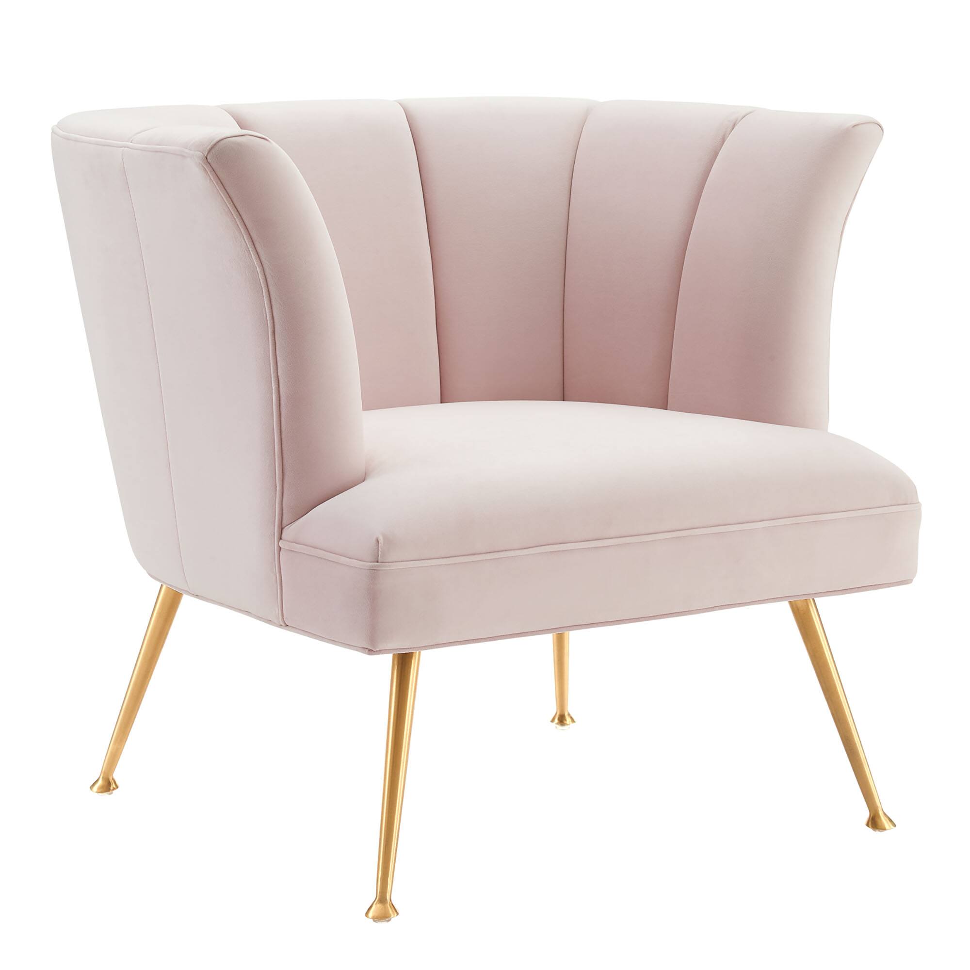 Angle. Modway - Veronica Channel Tufted Performance Velvet Armchair by Modway - Pink.