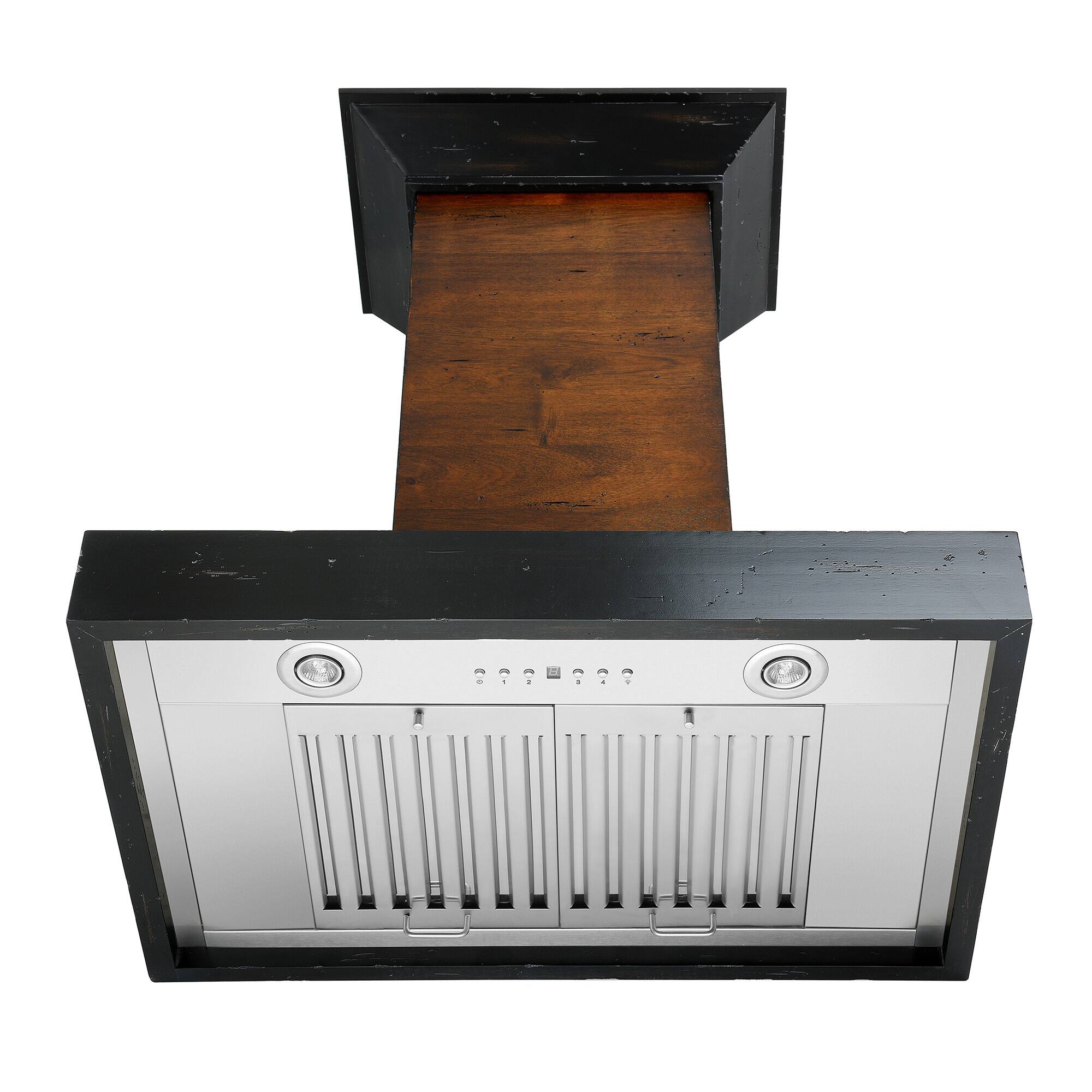 Alt View 13. ZLINE - ZLINE 30 in. Convertible Vent Wooden Wall Mount Range Hood in Antigua and Walnut - Walnut.