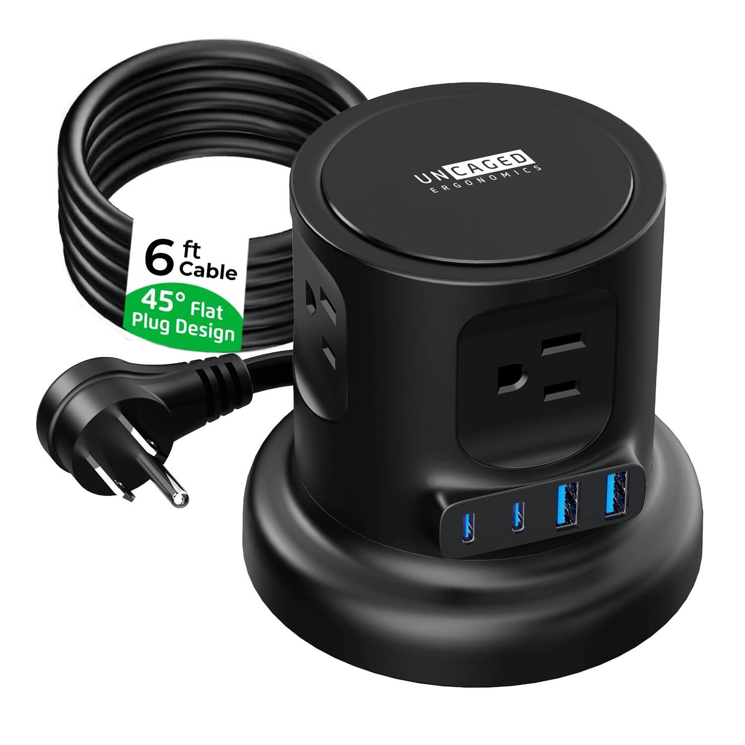 UN CAGED ERGONOMICS 6 ft Cable 45° Flat Plug Design
