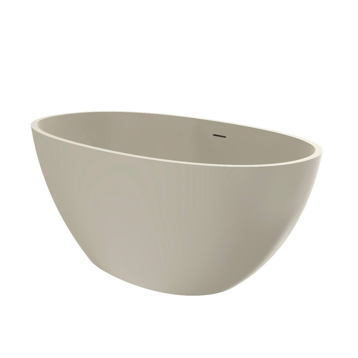 Alt View 8. Loheer - Loheer 55 Inch Freestanding Solid Surface Soaking Bathtub Matte Light Beige Oval Center Drain - Light beige.