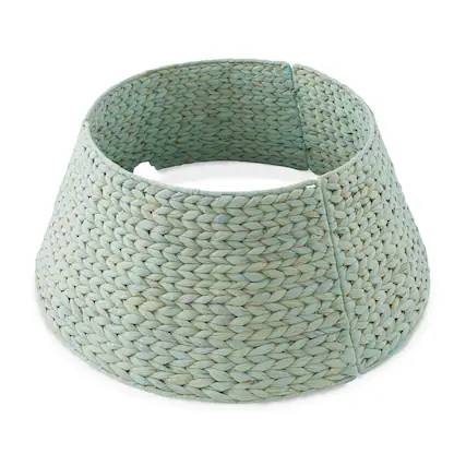Front. Casafield - Water Hyacinth Christmas Tree Collar with Cord Cut Out - Seafoam.