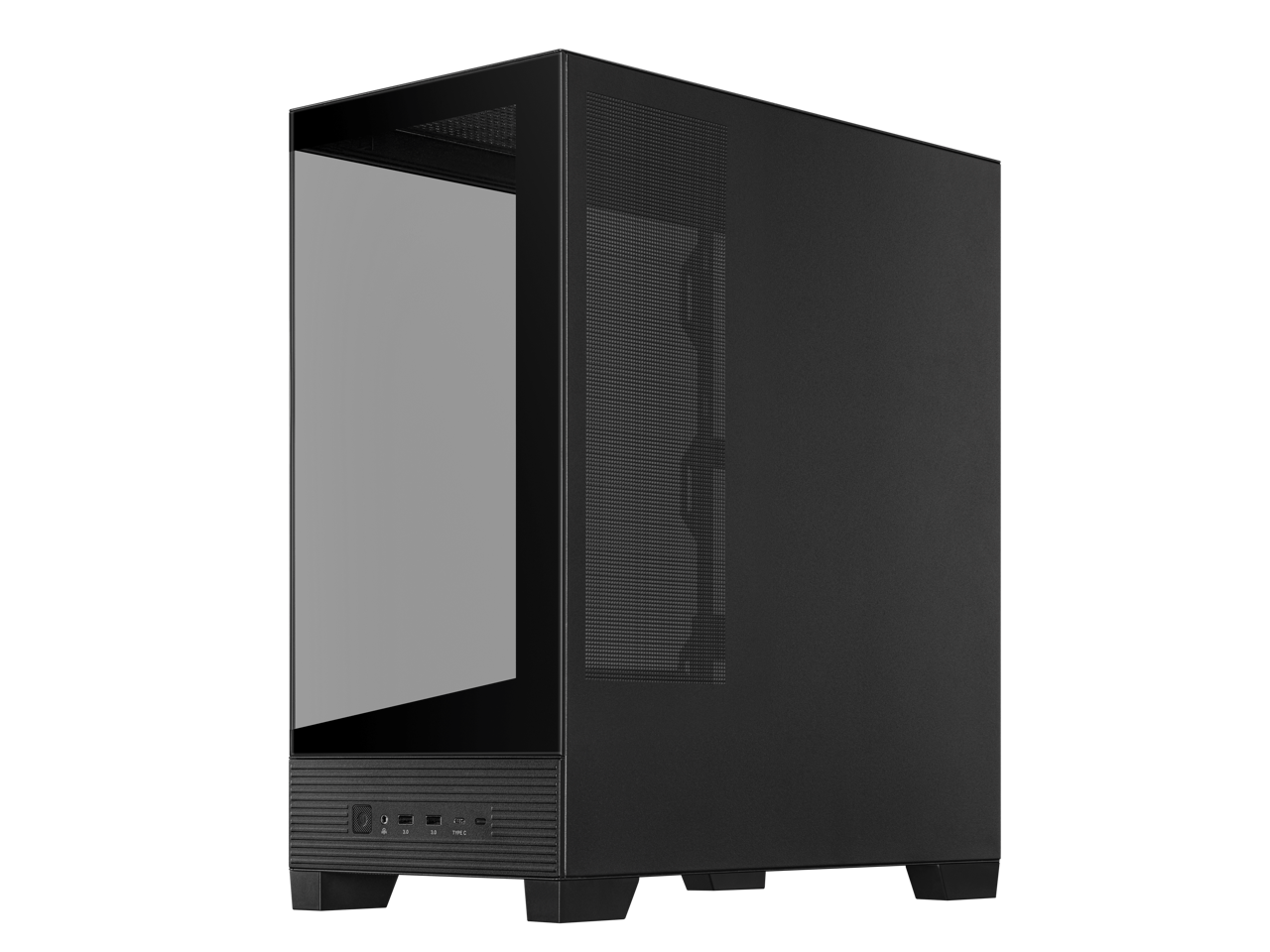 Alt View 4. ASUS - ASUS A31 Black ATX Mid-Tower, Tempered Glass, BTF Connectors, 360 AIO Support, ARGB Ready, Optimized Airflow - Black.