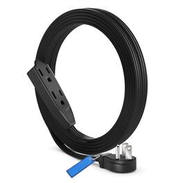 Maximm - 10 ft Flat Plug Extension Cord/Wire, Multi Outlet - 3 Prong Angled Plug Extension Cord - UL Certified - Black