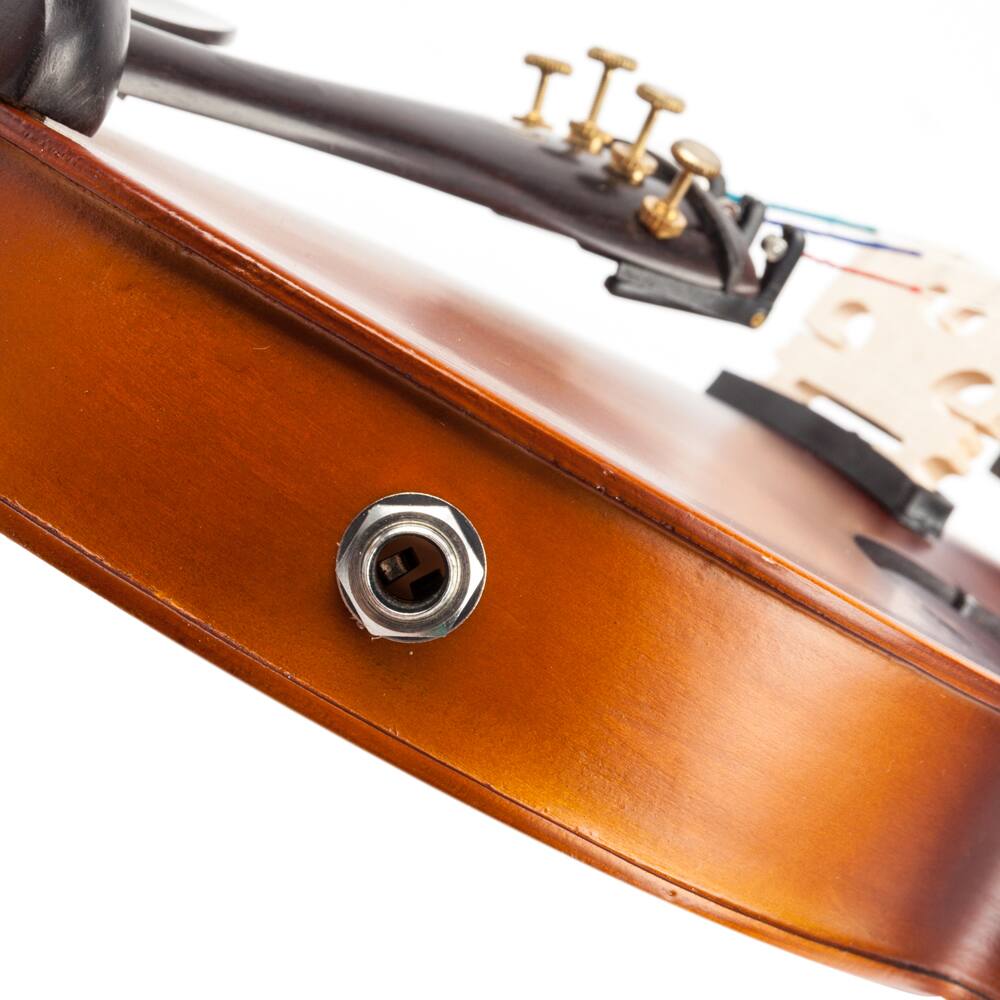 Alt View 3. Winado - 4/4 Solid Wood EQ Violin Case Bow Violin Strings Shoulder Rest Electronic Tuner Connecting Wire Cloth Matte - Matte.