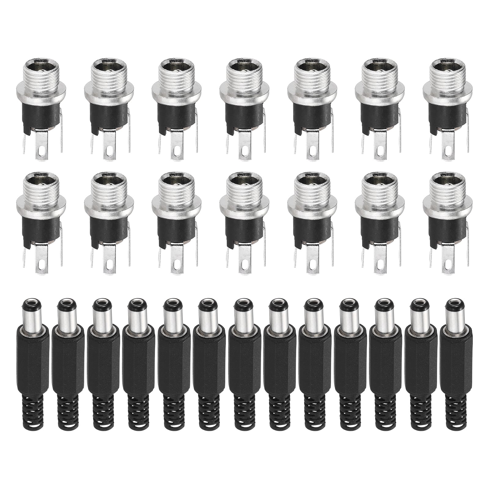 Unique Bargains - 20pcs DC5525 Female Jack + 20pcs DC5525 Male Plug with Spacer for Guitar/Car Audio/Power Supply - Black