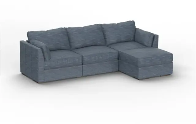 Front. Lovesac - 4 Seats (1 Storage) + 5 Sides Vintage Blue Rained Chenille Sactional & Standard Foam - Vintage Blue Rained Chenille.