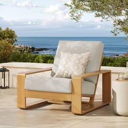 Lirienne Outdoor Patio Aluminum Faux Wood Armchair by Modway - Ivory Natural