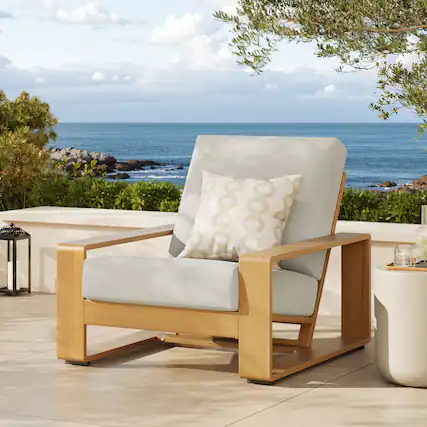 Front. Modway - Lirienne Outdoor Patio Aluminum Faux Wood Armchair by Modway - Ivory Natural.