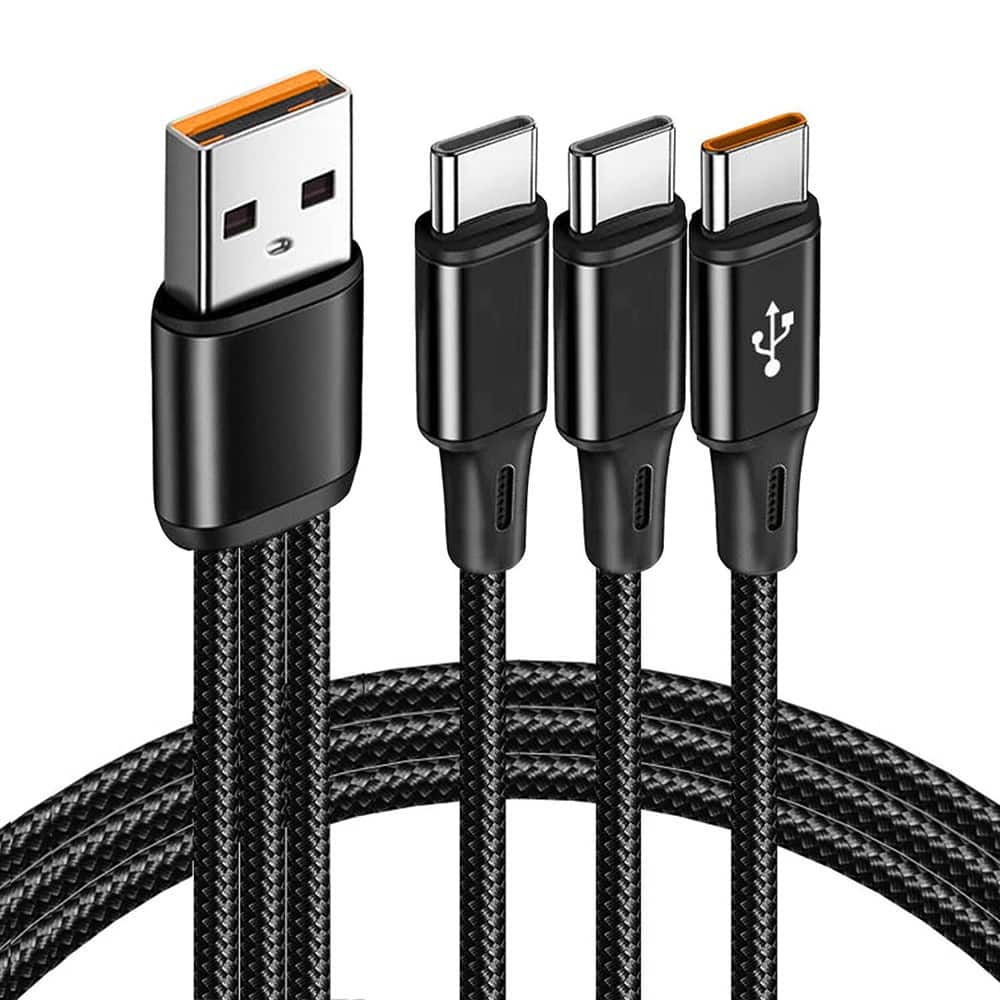 PARKER SLATER - 3-in-1 USB C Splitter Cable, 60W Multi Charger Cord with 3×4FT Type-C - Black