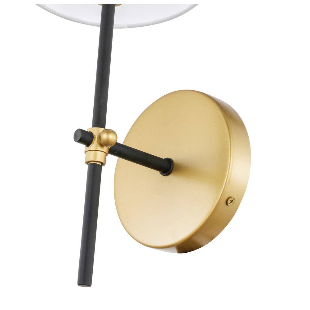 Alt View 1. Living District - Mel 1 light Brass and Black and White shade wall sconce - Brass And Black And White Shade.