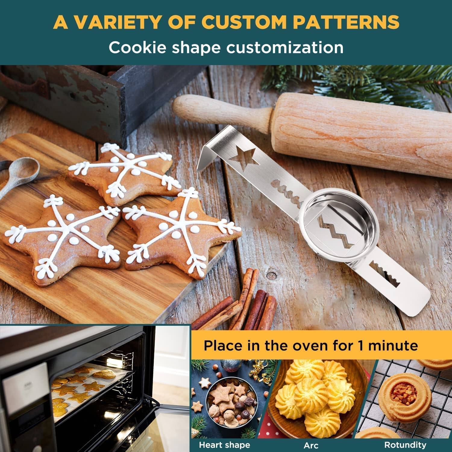 A VARIETY OF CUSTOM PATTERNS  
Cookie shape customization  

Place in the oven for 1 minute  

Heart shape  
Arc  
Rotundity