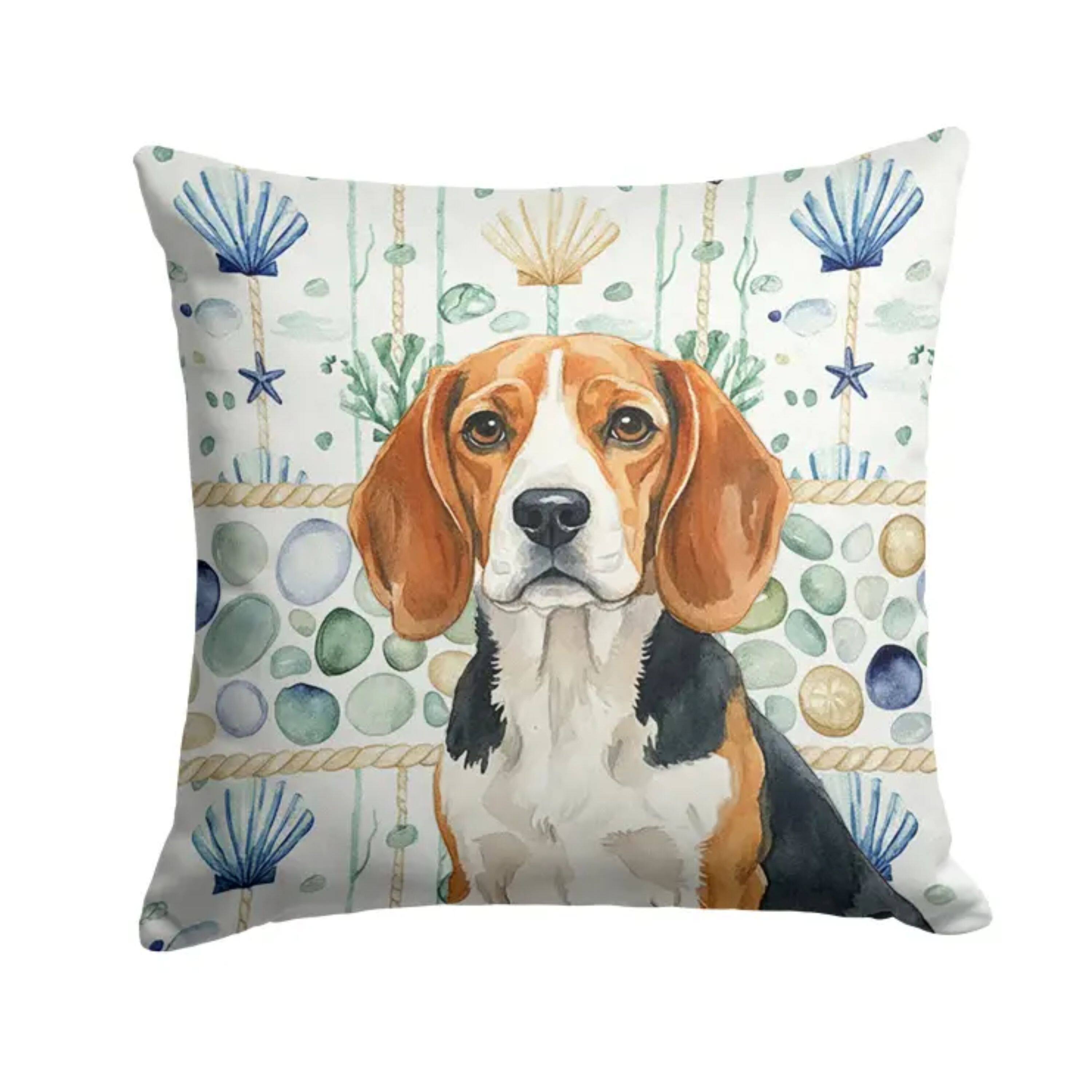 Front. Kitcheniva - 18" x 18" Coastal Sea Design Throw Pillow Home Decor Beagle - Multicolor.