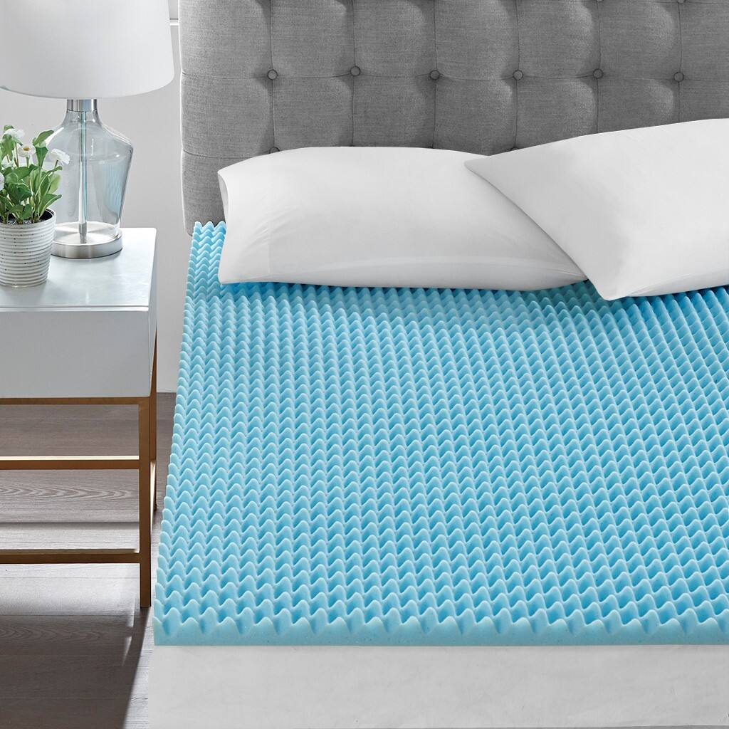 Alt View 2. Gracie Mills - Gracie Mills Mclean Cooling Gel Memory Foam Reversible Mattress Topper - Blue.