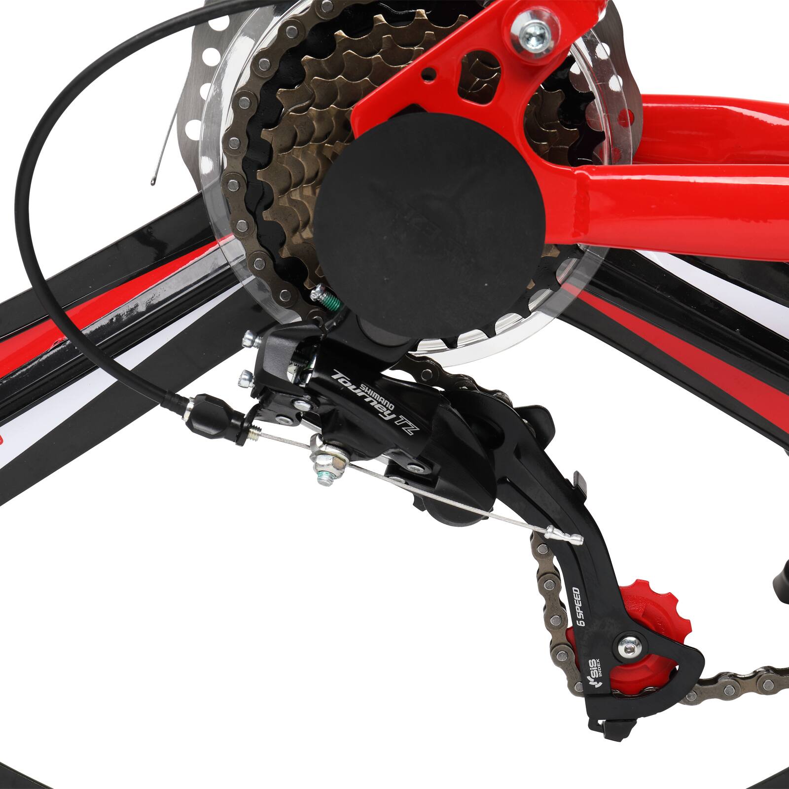 Alt View 5. Winado - 26" Folding Bike Full Suspension Mountain Bike 21 Speed Mens/Womens High Carbon Steel Frame,Suspension Fork - RED.