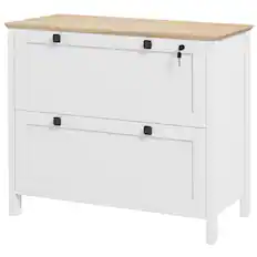 Front. Homcom - File Cabinet, 2 Drawer Filing Cabinet with Adjustable Hanging Bar for Letter - White.