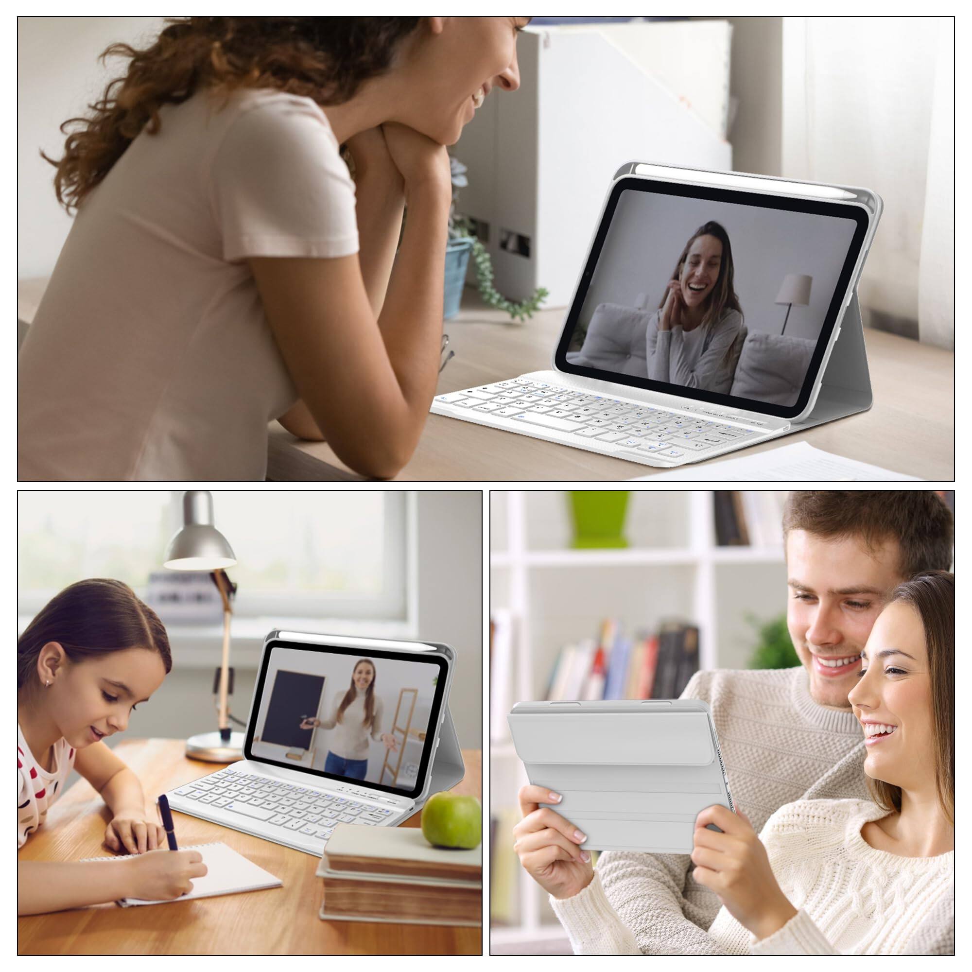 Alt View 5. Pacoar Cade - Ipad Mini 7th (a17 Pro 2024) Case For 6th Gen2021-8.3in Wireless Keypad A17 8.3'' With Pen Slot Smart Cover Mini-7/6 - Pink.