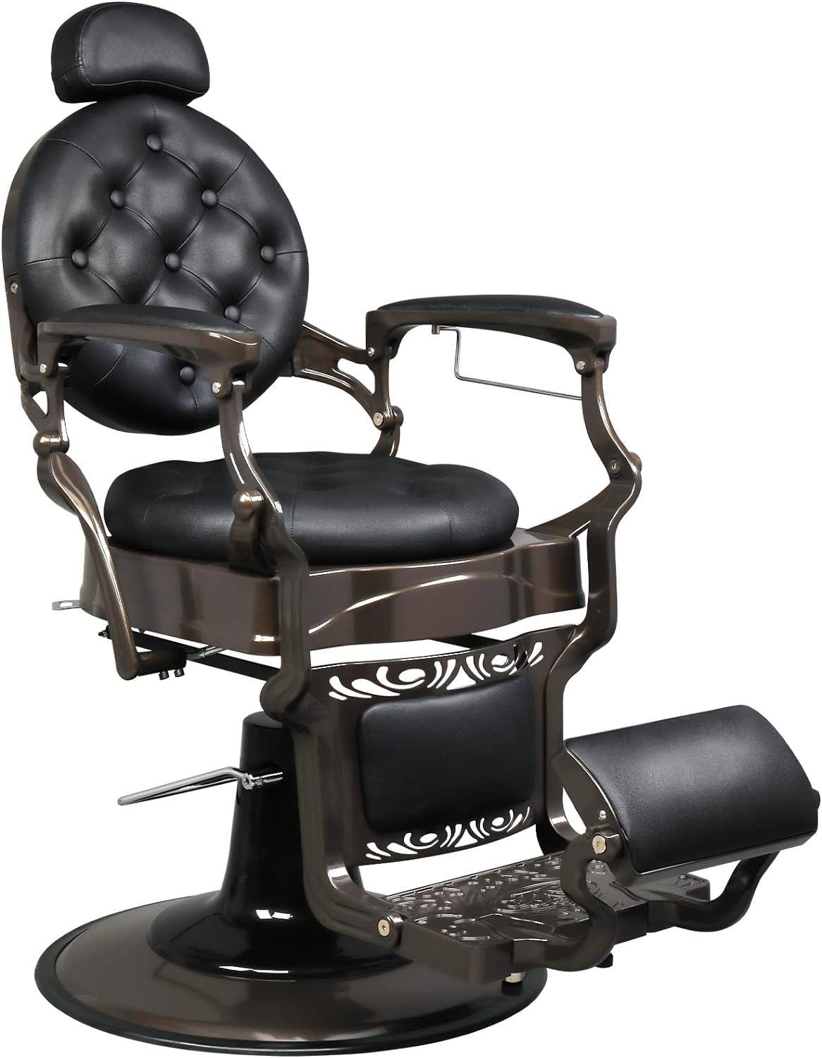 Front. Winado - Heavy Duty Barber Chair Vintage Salon Chair Hydraulic Recline Beauty Spa Styling - Black.