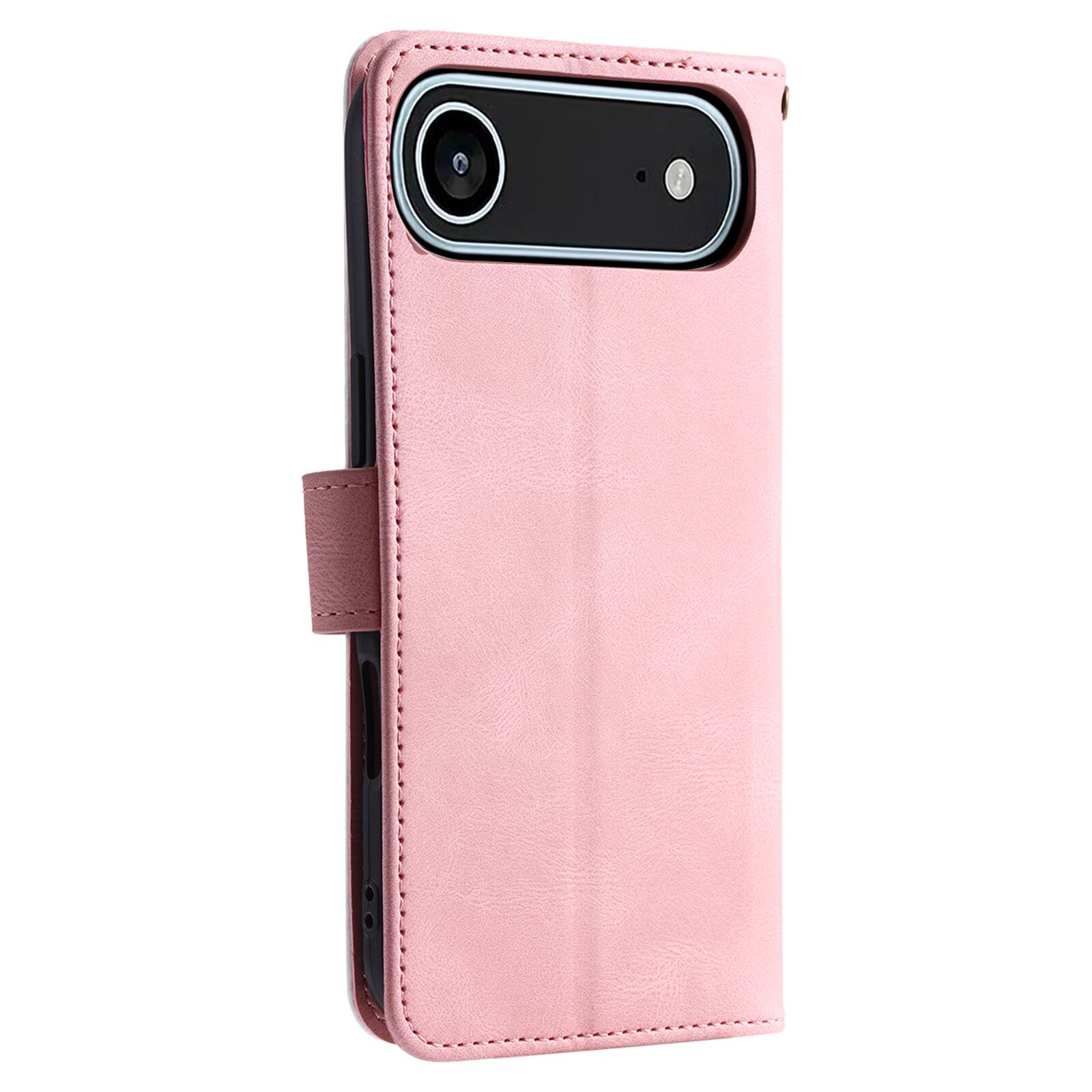 Left. Dteck - Wallet Case for Apple iPhone Air 2025,Vintage PU Leather Flip Card Holder Kickstand Magnetic Closure Phone Cover - Pink.