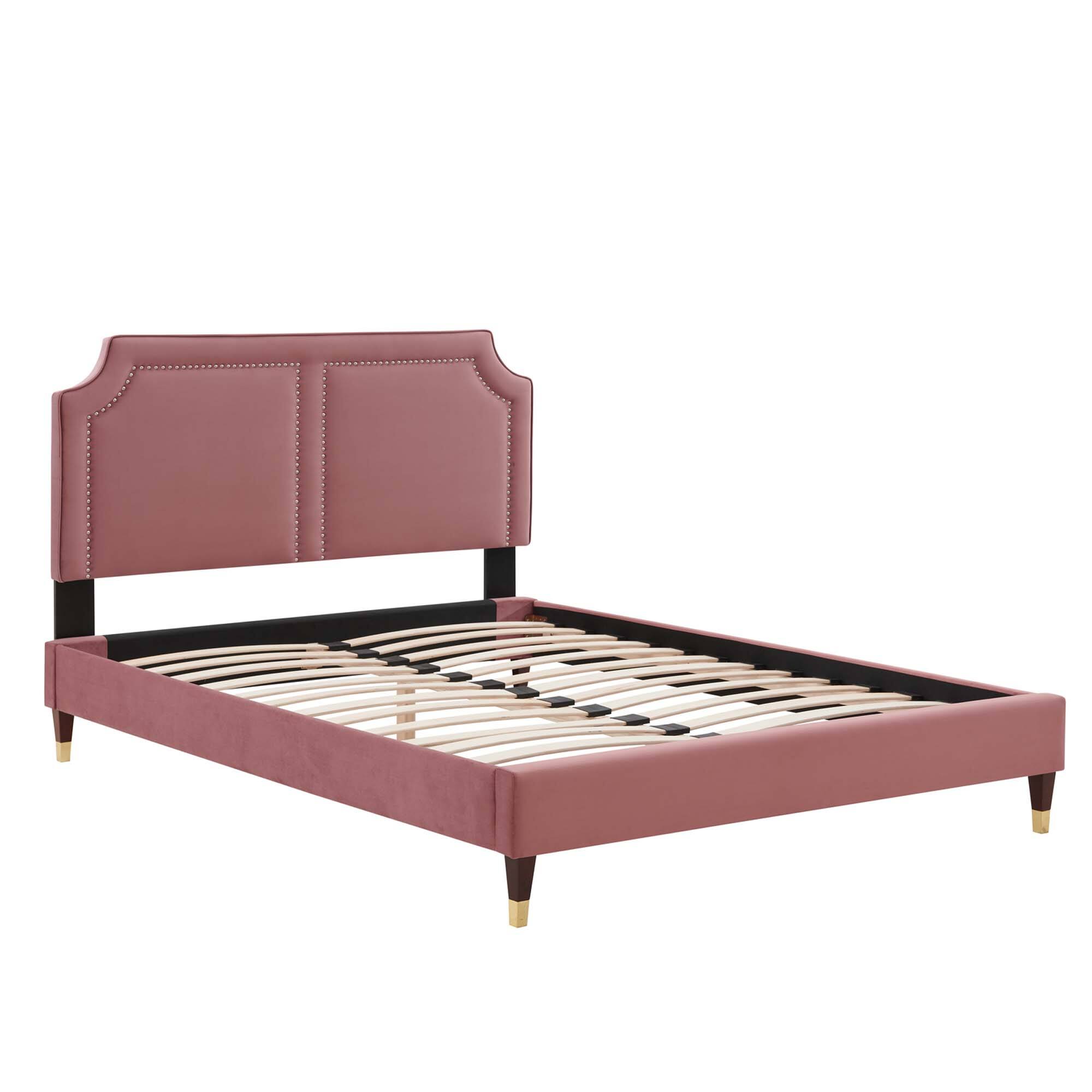 Back. Modway - Sienna Performance Velvet Queen Platform Bed - White.